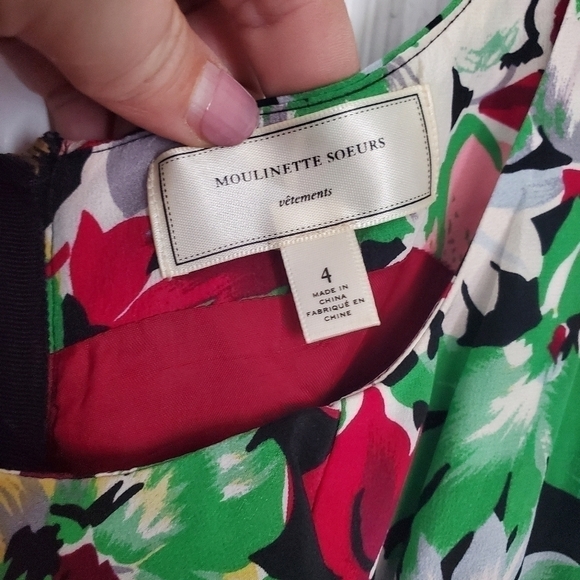 MOULINETTE Souers Tiered Floral 100% Silk Dress - Picture 3 of 6